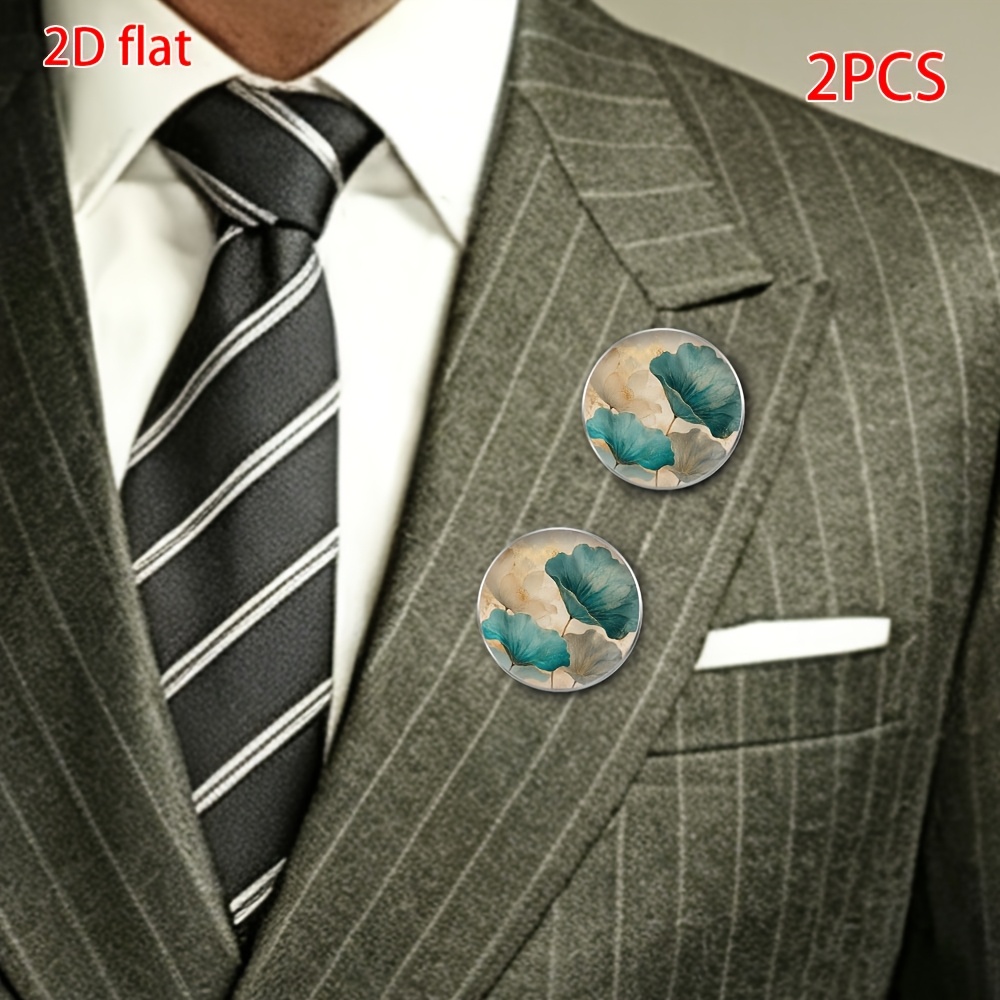 2pcs Golden Lotus Leaf Pattern Brooch, Unisex Gift